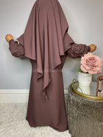 Load image into Gallery viewer, Girls Rusty Rose Abaya with Diamond Khimar

